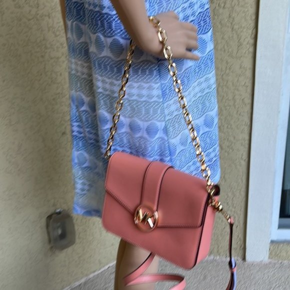 Michael Kors Carmen Medium Monogram Flap Crossbody Convertible Shoulder Bag - Picture 11 of 16